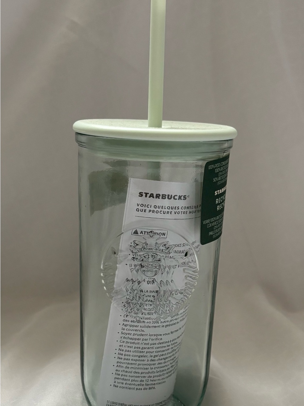 Starbucks Recycled Glass Mint Grande Cold Cup Tumbler Triangle